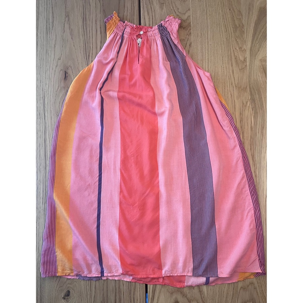 LOFT Striped Halter‎ Swing Mini Dress Womens XS Pink Orange Boho Summer - Picture 3 of 8